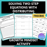 Solving Two Step Equations Distributing Growth Mindset FREE 