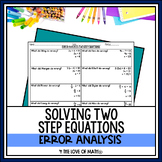 Solving Two Step Equation - Error Analysis Activity Page