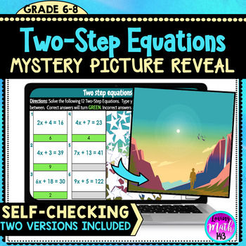 Preview of Solving Two-Step Equations Fun Digital Mystery Art Reveal
