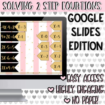 Preview of Solving Two Step Equations GOOGLE SLIDES Matching Activity