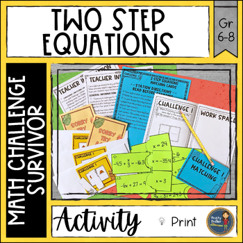 Preview of Solving Two Step Equations Math Challenge Survivor