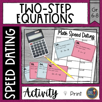 Preview of Solving Two Step Equations Math Speed Dating - Task Cards
