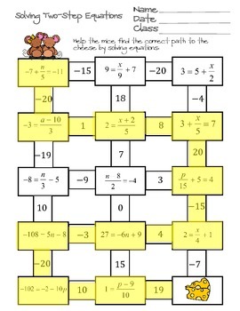 Solving Two Step Equations Maze By Ayers Math Flairs Tpt