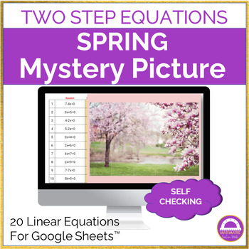 Preview of Solving Two Step Equations Mystery Picture Activity Google Sheets