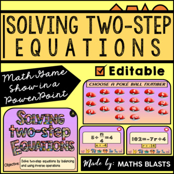Preview of Solving Two-Step Equations Math Game │Interactive PowerPoint Game Show