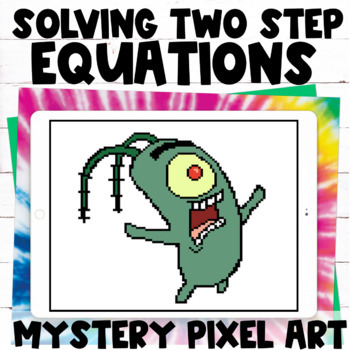 Preview of Solving Two Step Equations Practice or Review Mystery Pixel Art Digital Activity