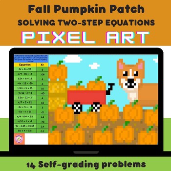 Preview of Solving Two-Step Equations | Pumpkin Patch Fall Mystery Pixel Art