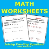 Solving Two-Step Equations Riddle Worksheet