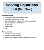 Solving Two Step Equations Special Education Math Unit