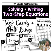 Solving Two Step Equations Task Cards and Bingo Game
