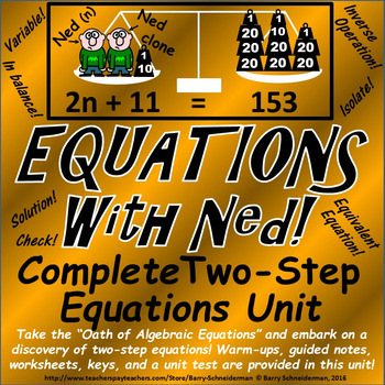 Preview of Solving Two Step Equations Unit: All Operations and Word Problems