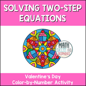 Preview of Solving Two-Step Equations Valentine's Day Math Color by Number Activity