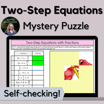 Preview of Solving Two-Step Equations With Fractions Mystery Puzzle (Google Sheet)