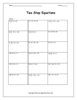 Solving Two-Step Equations Worksheet 2 | Math Riddle by Algebra Funsheets