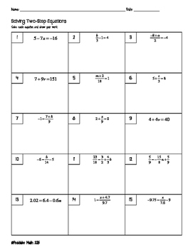Solving Two-Step Equations Worksheet by Pecktabo Math | TpT