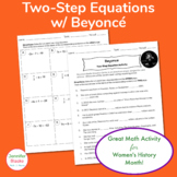Solving Two Step Equations Worksheet Beyoncé (Women's Hist