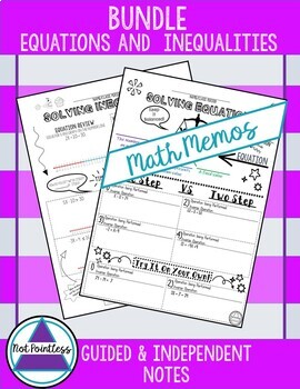 Preview of Solving Two Step Equations and Inequalities Math Memos Guided Notes
