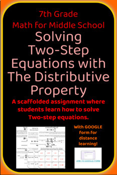 Preview of Solving Two-Step Equations with GOOGLE FORMS for Distance Learning