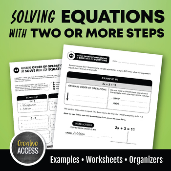 Preview of Solving Two-Step Equations with Reverse Order of Operations for 7th Grade Math