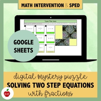 Preview of Solving Two Step Equations (with fractions) Mystery Puzzle