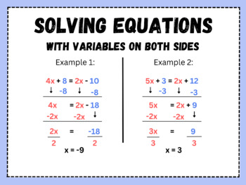 Preview of Solving Two-Step Equations with variables on both sides Anchor Chart