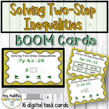 Preview of Solving Two Step Inequalities BOOM cards 