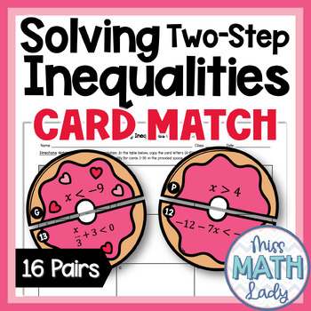Preview of 7th Grade Math Activity for Solving Inequalities Card Match
