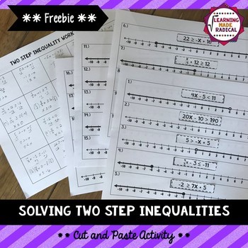 Solving Two Step Inequalities Cut and Paste Activity