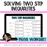 Solving Two Step Inequalities Digital Worksheet