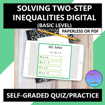 Preview of Solving Two Step Inequalities Google Form Quiz Practice