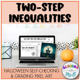 Solving Two Step Inequalities Halloween Pixel Art Middle S