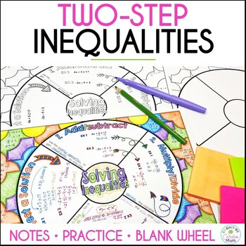 Preview of Solving Two-Step Inequalities Guided Notes Doodle Math Wheel