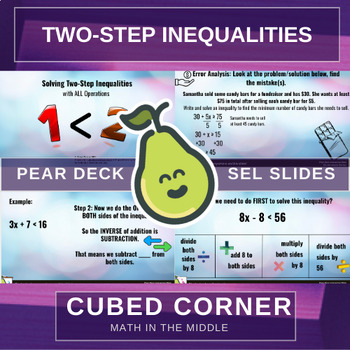Preview of Solving Two-Step Inequalities PEAR DECK Interactive