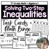 Solving Two Step Inequalities Task Cards and Math Bingo Game