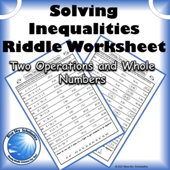 Preview of Solving Two-Step Inequalities Riddle Activity Worksheet