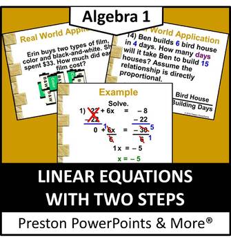 Preview of Linear Equations with Two Steps in a PowerPoint Presentation