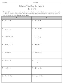 3 Solving Two-Step and Multi-Step Equations Row Games by Finding the Point
