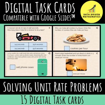 Preview of Solving Unit Rate Problems - Digital Task Cards with Google Slides™