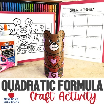 Preview of Solving Using the Quadratic Formula Valentine's Day Coloring Craft