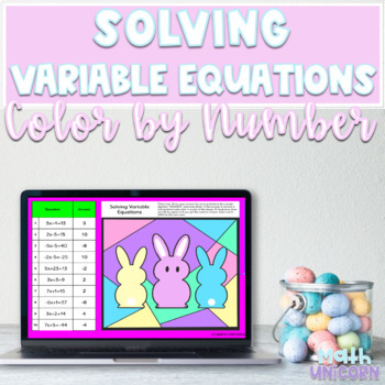 Preview of Solving Variable Equations | Easter Color by Number