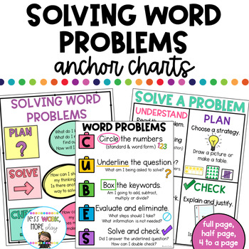 Preview of Solving Word Problem Strategies Anchor Charts