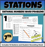 7th Grade Math Rational Numbers Word Problems: Stations / Task Cards