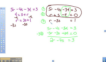 Preview of Solving a System of 3 equations with 3 variables