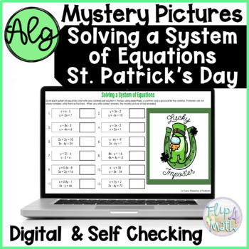 Preview of Solving a System of Equations St. Patrick's Day Mystery Picture