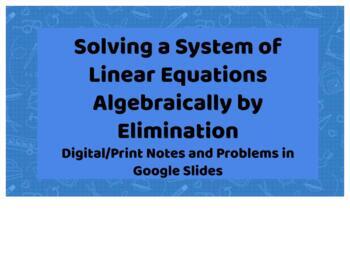 Preview of Solving a System of Linear Equations Algebraically by Elimination