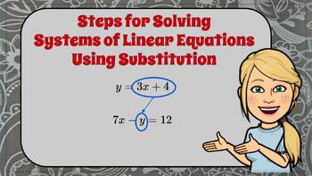 Preview of Solving a System of Linear Equations Using Substitution - Advanced (Algebra 1)