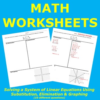Preview of Solving a System of Linear Equations using Substitution, Elimination & Graphing