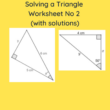 Preview of Solving a Triangle Worksheet No 2 (with solutions)