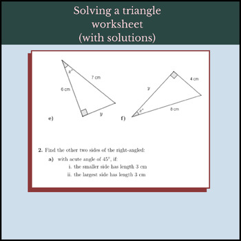 Preview of Solving a triangle worksheet (with solutions)