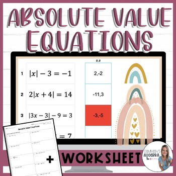 Preview of Solving absolute value equations self-checking digital sticker sheet